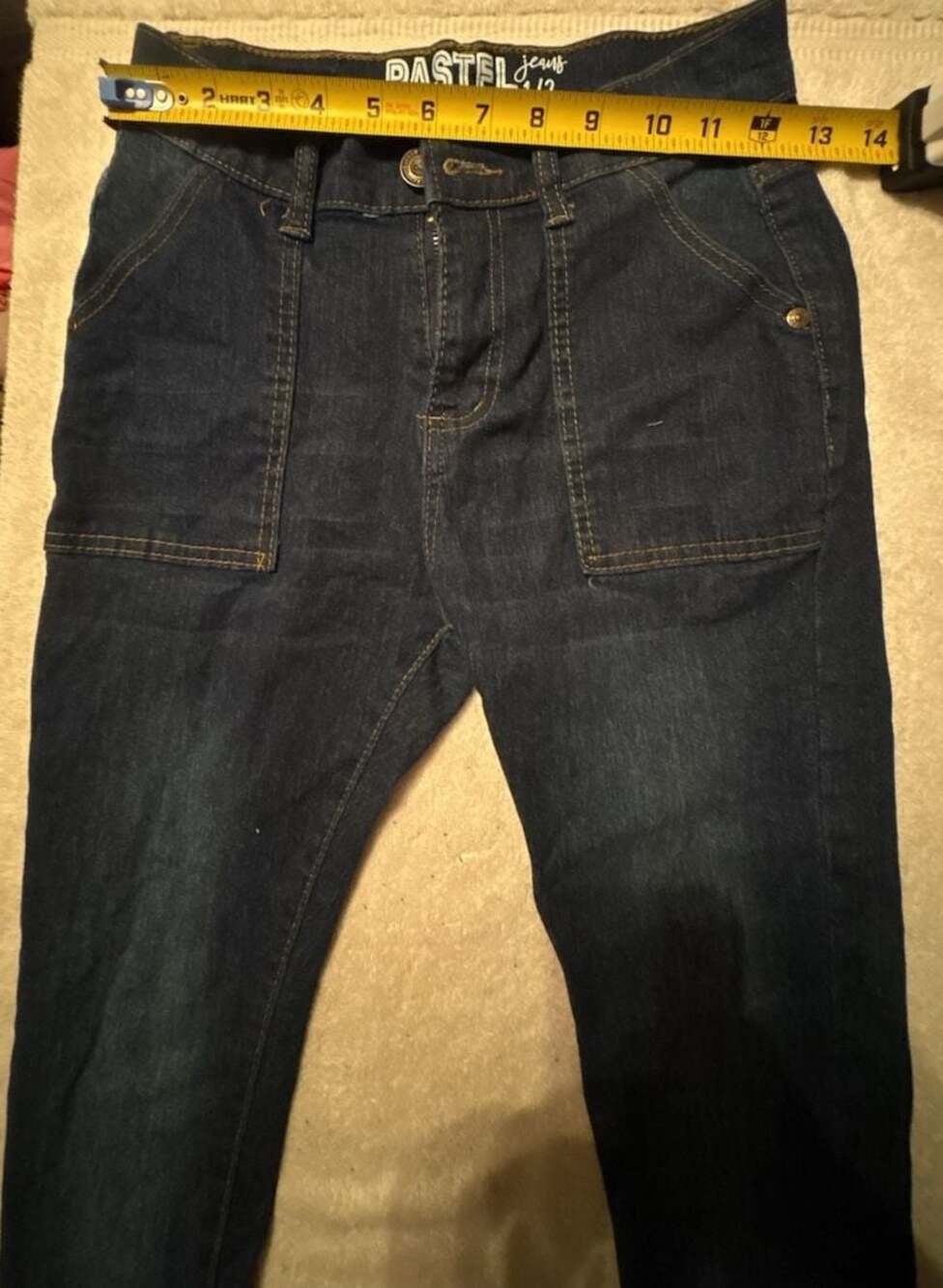 Pastel Jeans Women's Size 1/2 Skinny Patch Pocket Distressed Hem Jeans